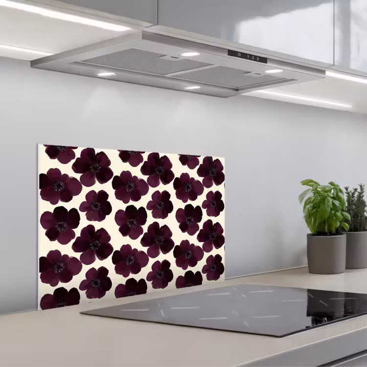Bloemen - Aquarel - Paars keuken achterwand spatscherm klein 900 -3d_schuin