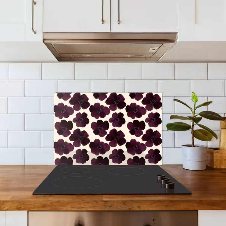 Bloemen - Aquarel - Paars keuken achterwand spatscherm klein 900 -sfeer2