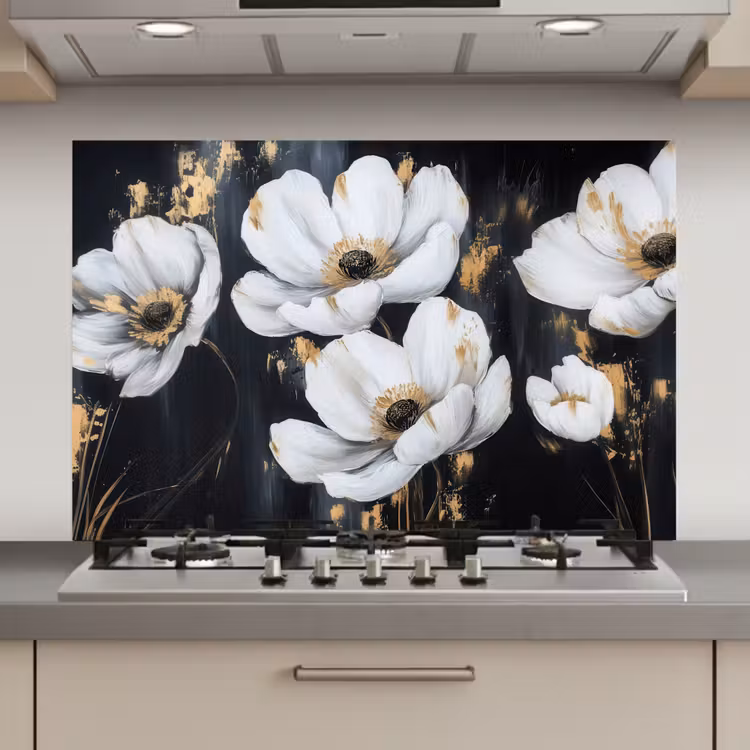 Bloemen - Wit - Abstract keuken achterwand spatscherm klein -3d_website