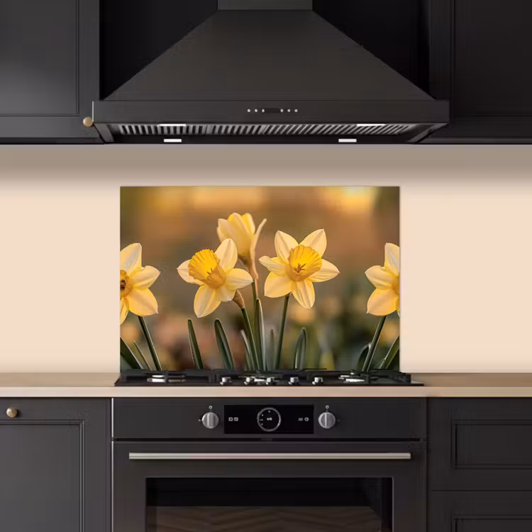 Bloemen - Geel - Wazig keuken achterwand spatscherm klein -sfeer1
