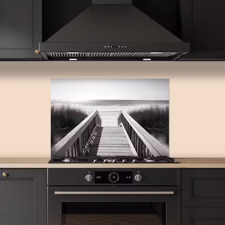 Loopbrug - Hout - Strand - Zee keuken achterwand spatscherm klein -sfeer1