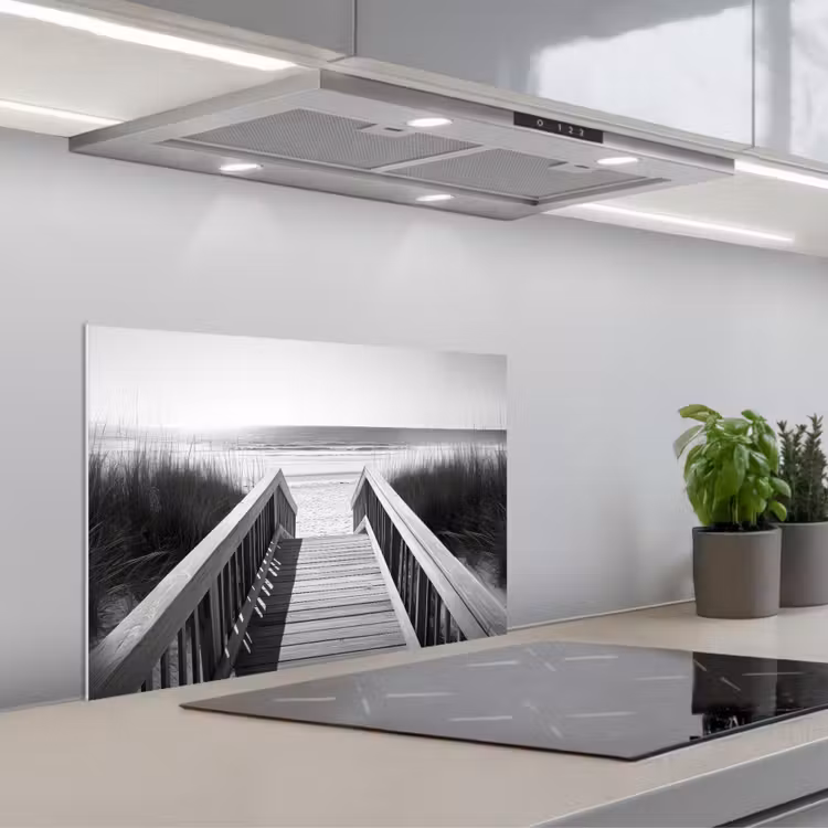 Loopbrug - Hout - Strand - Zee keuken achterwand spatscherm klein -3d_schuin
