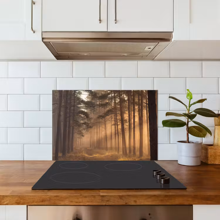 Bos - Mist - Zonlicht keuken achterwand spatscherm klein -sfeer2