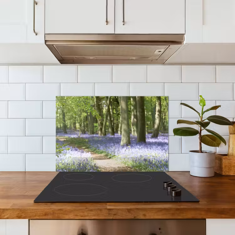 Bos - Pad - Bloemen - Paars - Groen - Natuur keuken achterwand spatscherm klein -sfeer2