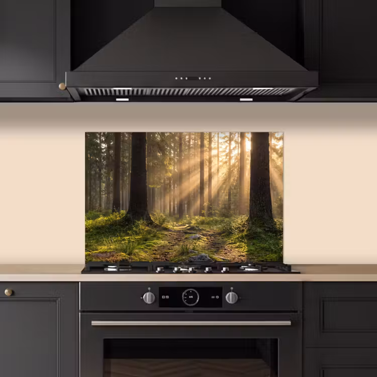 Bos - Zonlicht - Gras keuken achterwand spatscherm klein -sfeer1