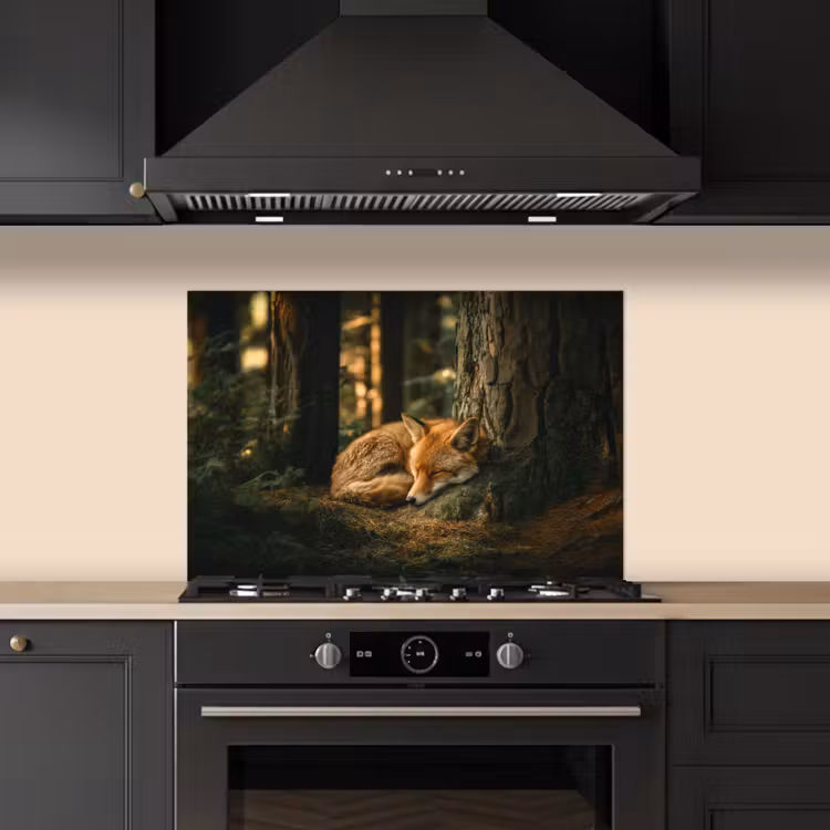 Vos - Bos - Slapen keuken achterwand spatscherm klein -sfeer1