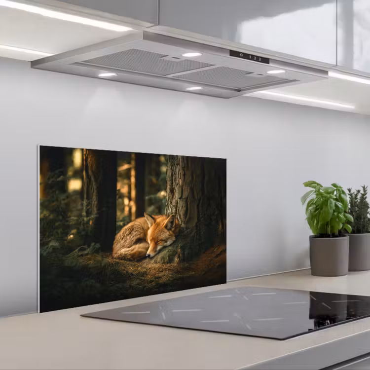 Vos - Bos - Slapen keuken achterwand spatscherm klein -3d_schuin