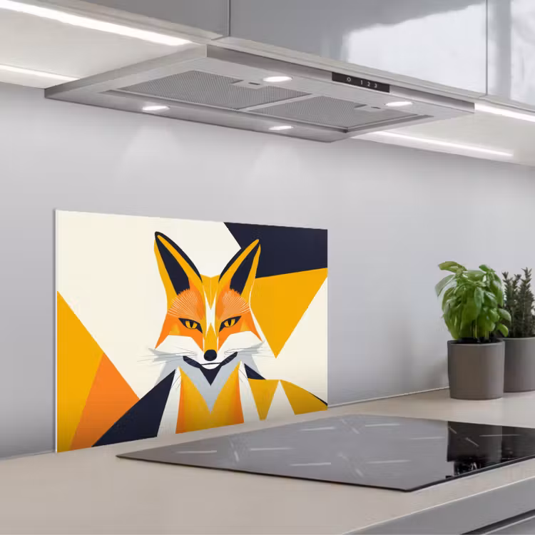Vos - Oranje - Abstract - Driehoeken keuken achterwand spatscherm klein -3d_schuin