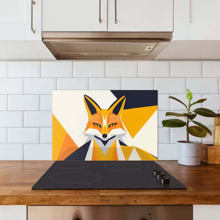 Vos - Oranje - Abstract - Driehoeken keuken achterwand spatscherm klein -sfeer2
