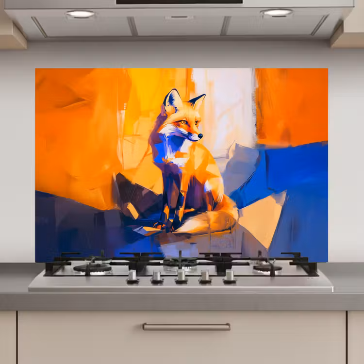 Vos - Oranje - Vormen - Abstract keuken achterwand spatscherm klein -3d_website