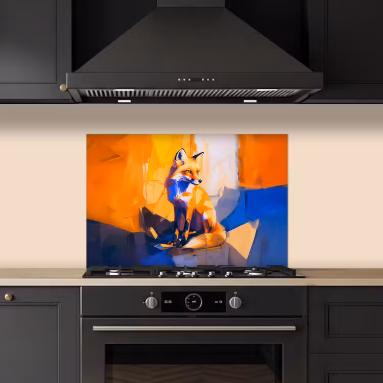 Vos - Oranje - Vormen - Abstract keuken achterwand spatscherm klein -sfeer1