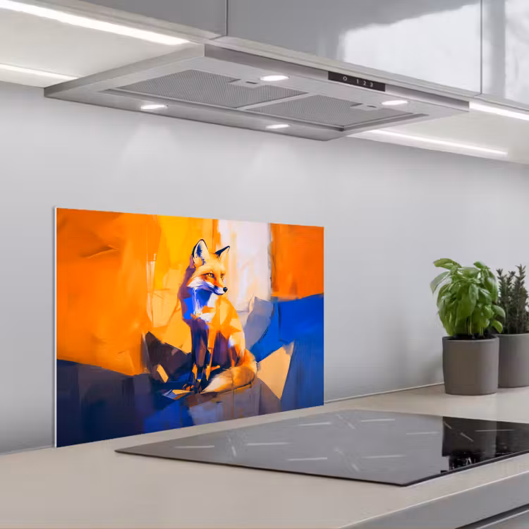 Vos - Oranje - Vormen - Abstract keuken achterwand spatscherm klein -3d_schuin