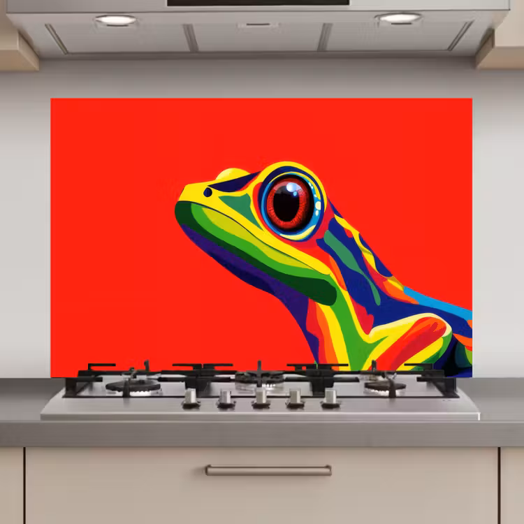 Kikker - Kleurrijk - Strepen - Ogen keuken achterwand spatscherm klein -3d_website