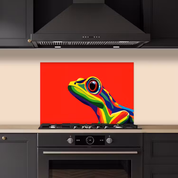 Kikker - Kleurrijk - Strepen - Ogen keuken achterwand spatscherm klein -sfeer1