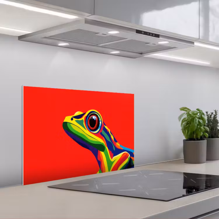 Kikker - Kleurrijk - Strepen - Ogen keuken achterwand spatscherm klein -3d_schuin