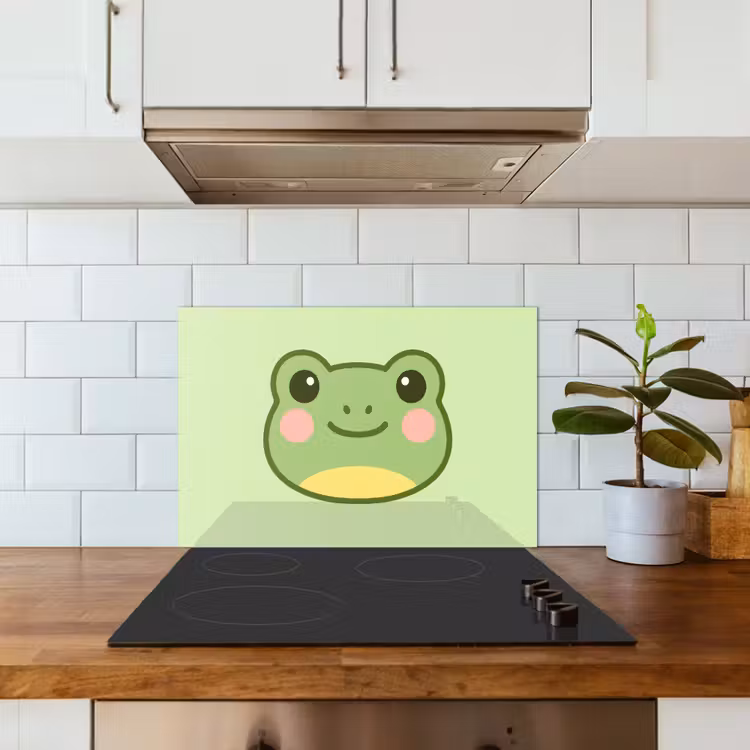 Kikker - Groen - Vriendelijkheid keuken achterwand spatscherm klein -sfeer2