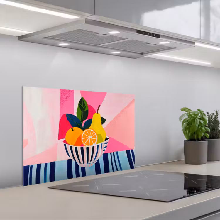 Fruit - Abstracte achtergrond - Roze keuken achterwand spatscherm klein -3d_schuin