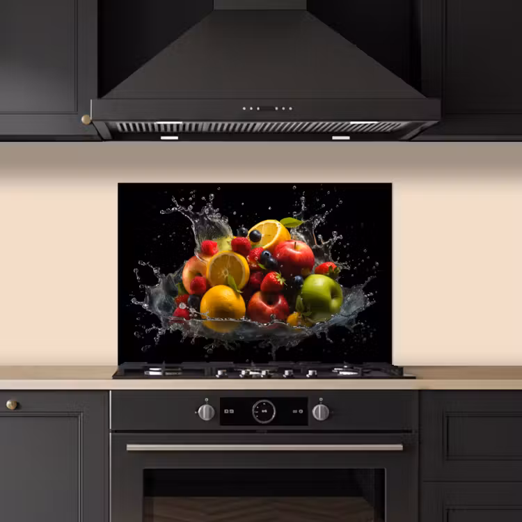 Fruit - Appel - Sinaasappel - Rode vruchten - Water keuken achterwand spatscherm klein -sfeer1
