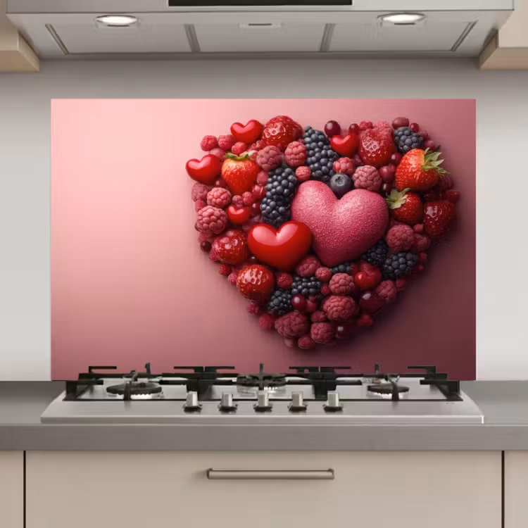 Fruit - Hartjes - Aardbeien - Frambozen - Bosbessen keuken achterwand spatscherm klein -3d_website