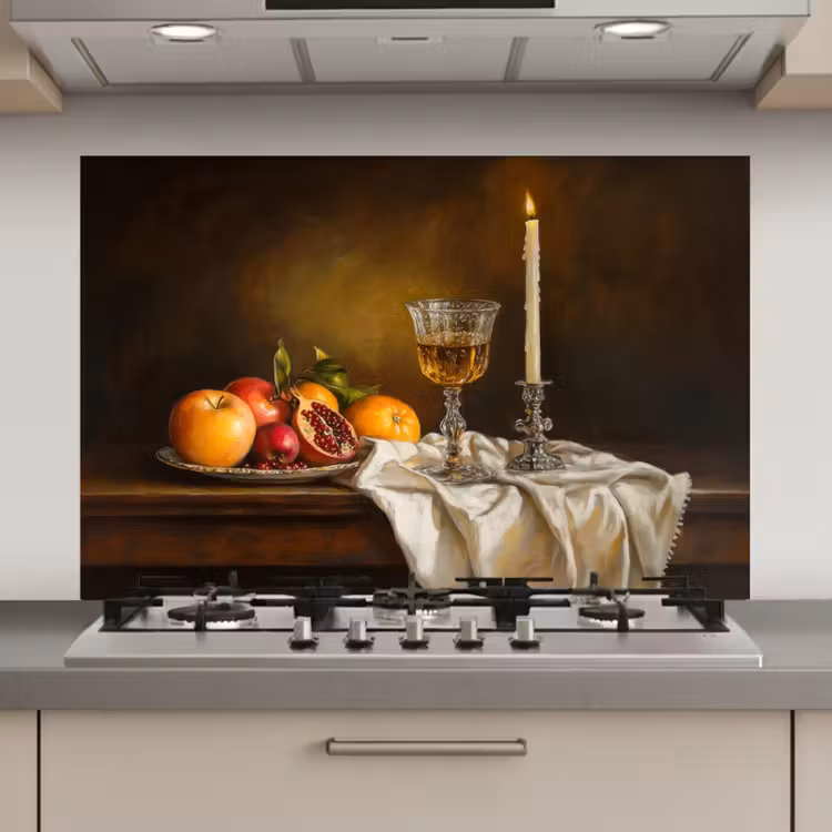 Fruit - Stilleven - Wijn - Kaars keuken achterwand spatscherm klein -3d_website