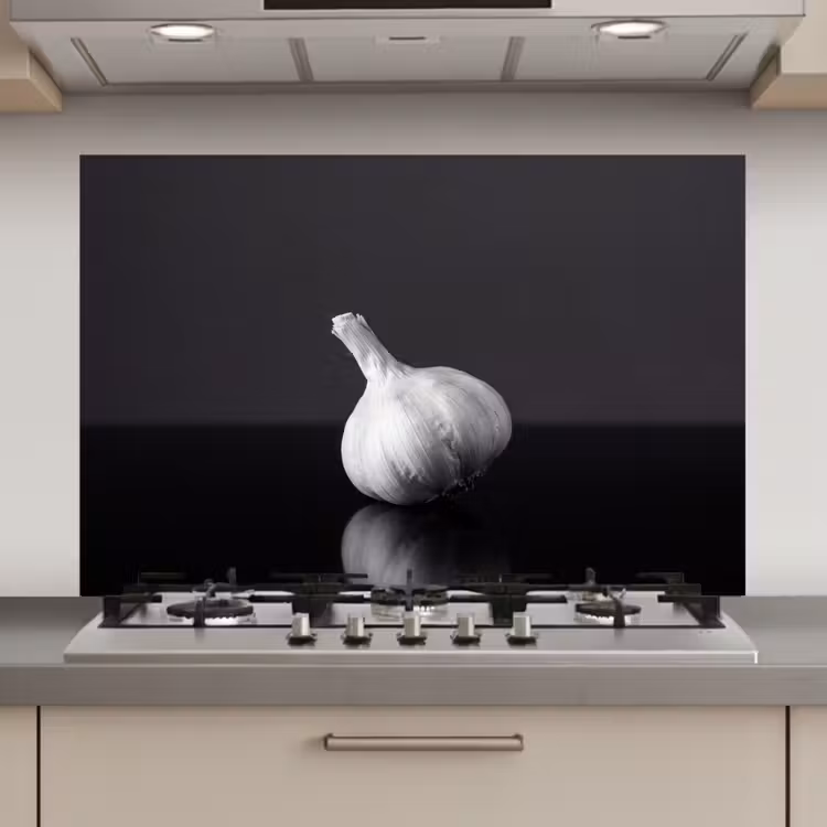 Knoflook - Zwart - Wit keuken achterwand spatscherm klein -3d_website
