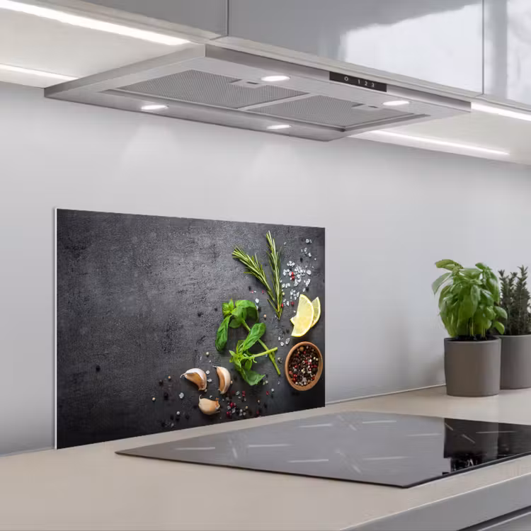 Gastronomisch Stilleven keuken achterwand spatscherm klein -3d_schuin