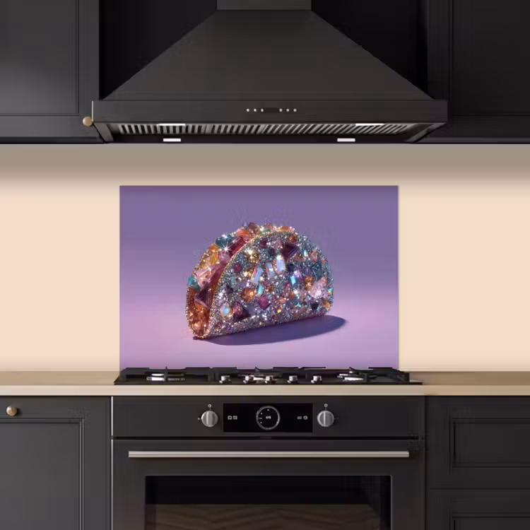 Edelstenen - Glitters - Paars - Kleurrijk keuken achterwand spatscherm klein -sfeer1