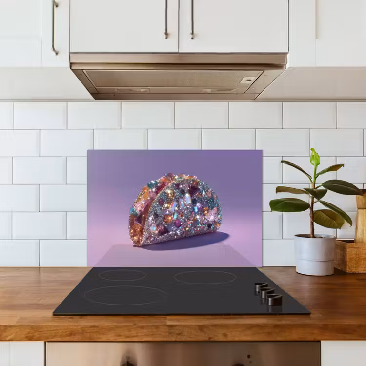 Edelstenen - Glitters - Paars - Kleurrijk keuken achterwand spatscherm klein -sfeer2