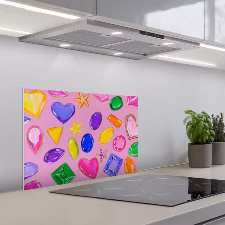 Edelstenen - Vormen - Hartje - Kleurrijk keuken achterwand spatscherm klein -3d_schuin