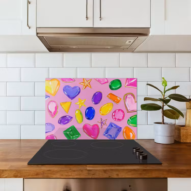 Edelstenen - Vormen - Hartje - Kleurrijk keuken achterwand spatscherm klein -sfeer2