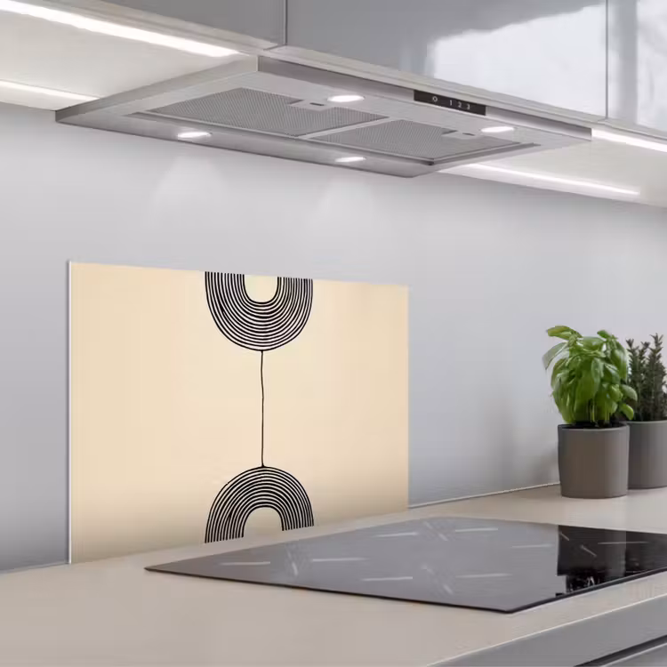 Geometrische bogen - Minimalistisch - Symmetrisch keuken achterwand spatscherm klein -3d_schuin