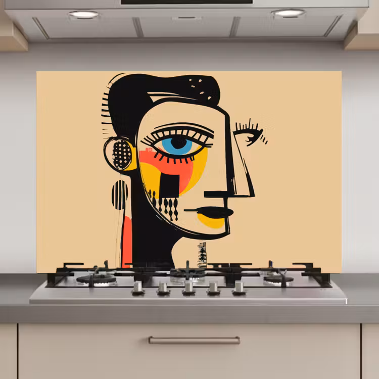 Geometrisch - Felle kleuren - Kubistische stijl keuken achterwand spatscherm klein -3d_website