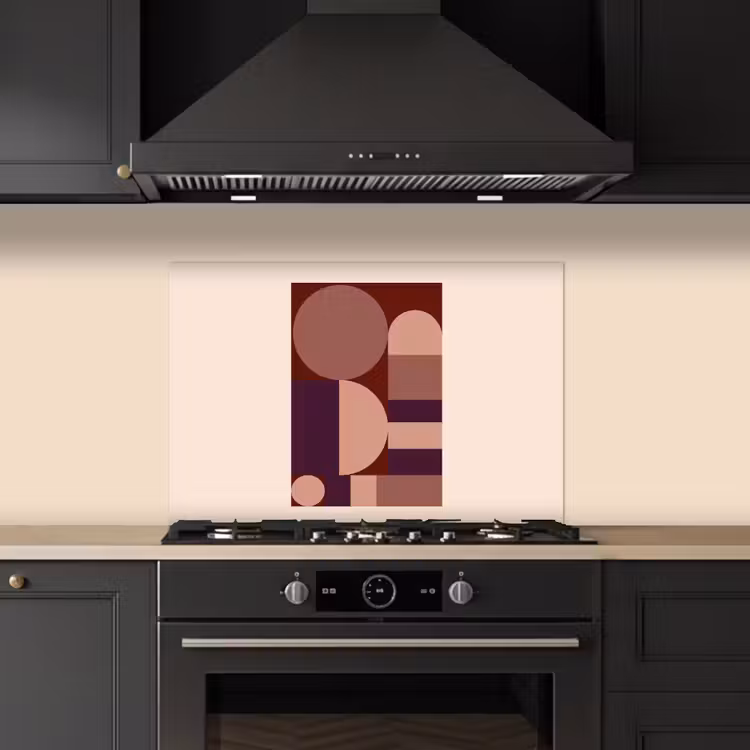 Geometrisch - Cirkels - Rood keuken achterwand spatscherm klein -sfeer1