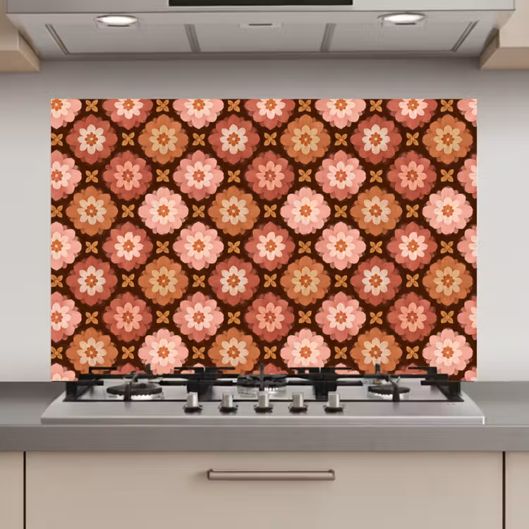 Geometrisch - Bloemen - Kleurrijk keuken achterwand spatscherm klein 900 -3d_website
