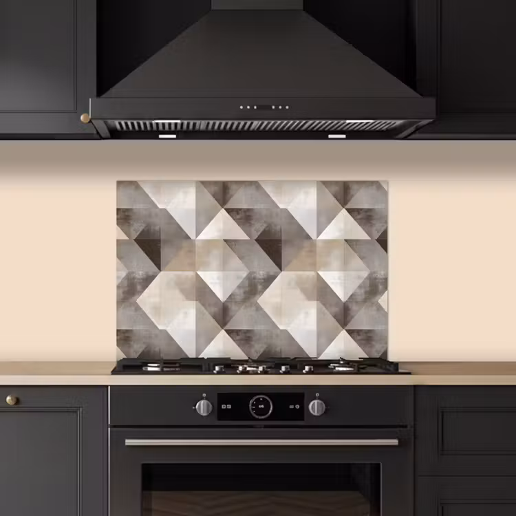 Geometrisch - Motief - Aardetinten keuken achterwand spatscherm klein 900 -sfeer1