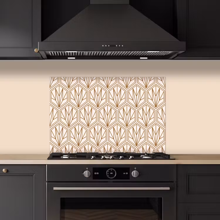 Geometrisch - Patroon - Beige keuken achterwand spatscherm klein 900 -sfeer1
