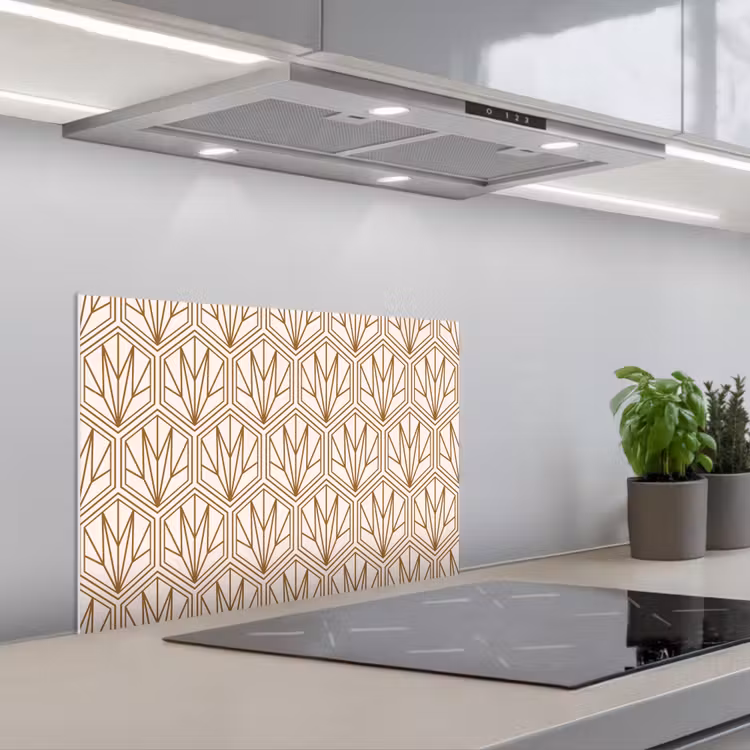 Geometrisch - Patroon - Beige keuken achterwand spatscherm klein 900 -3d_schuin