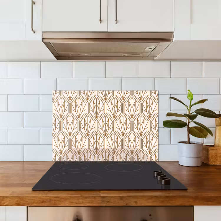 Geometrisch - Patroon - Beige keuken achterwand spatscherm klein 900 -sfeer2