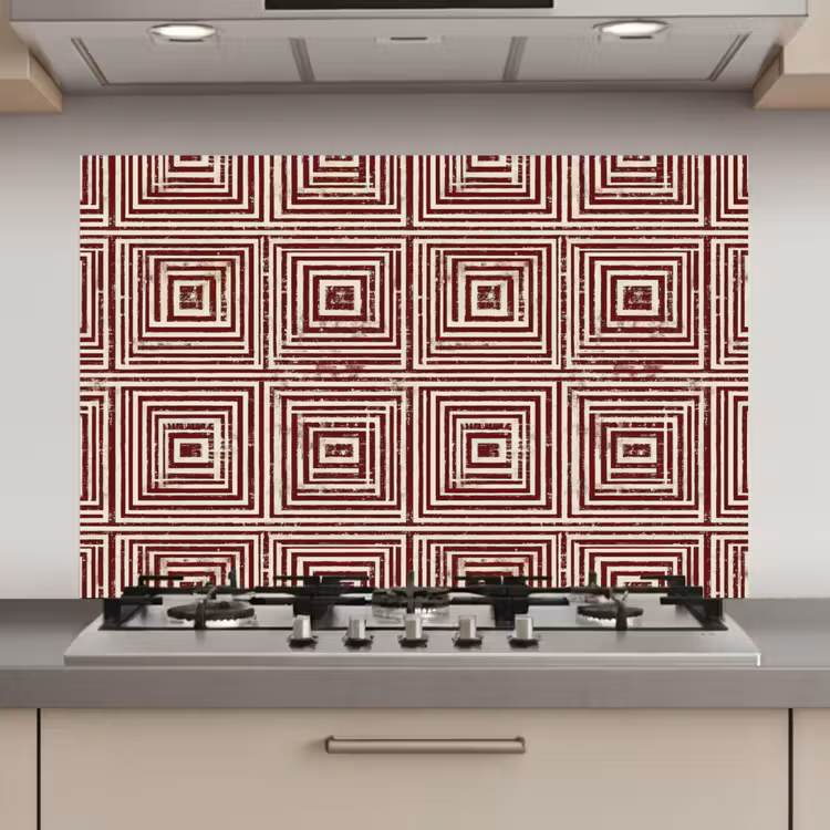 Geometrisch - Patroon - Rood keuken achterwand spatscherm klein 900 -3d_website