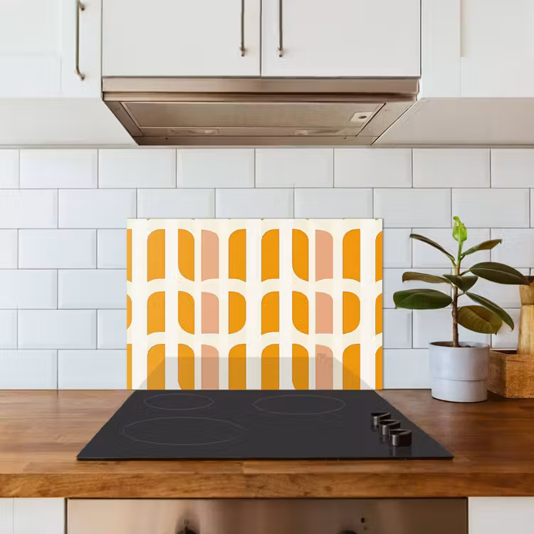 Geometrisch - Patroon - Geel - Roze keuken achterwand spatscherm klein 900 -sfeer2