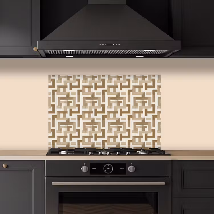 Geometrisch - Retro - Bruin keuken achterwand spatscherm klein 900 -sfeer1