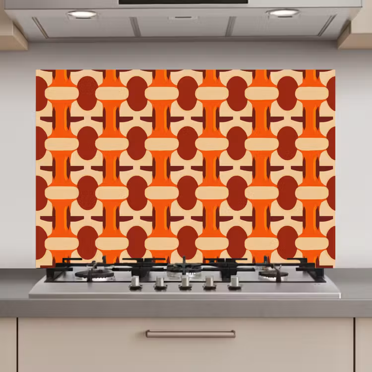Geometrisch - Retro - Oranje keuken achterwand spatscherm klein 900 -3d_website