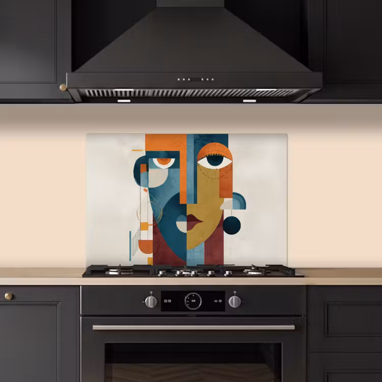 Geometrisch - Strakke vormen - Kleurrijk keuken achterwand spatscherm klein -sfeer1