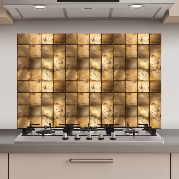 Geometrisch - Tegels - Goud keuken achterwand spatscherm klein 900 -3d_website