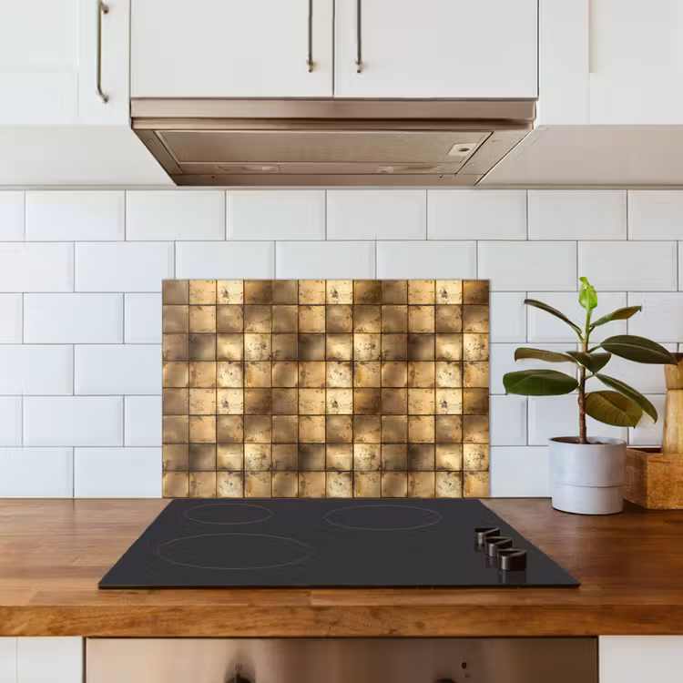 Geometrisch - Tegels - Goud keuken achterwand spatscherm klein 900 -sfeer2