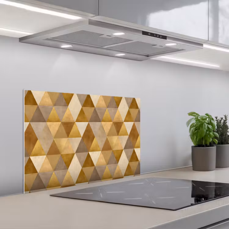 Geometrisch - Driehoek - Goud keuken achterwand spatscherm klein 900 -3d_schuin