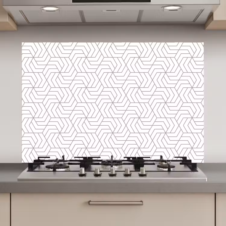 Geometrie - Lijn - Zwart - Wit - Patroon keuken achterwand spatscherm klein 900 -3d_website