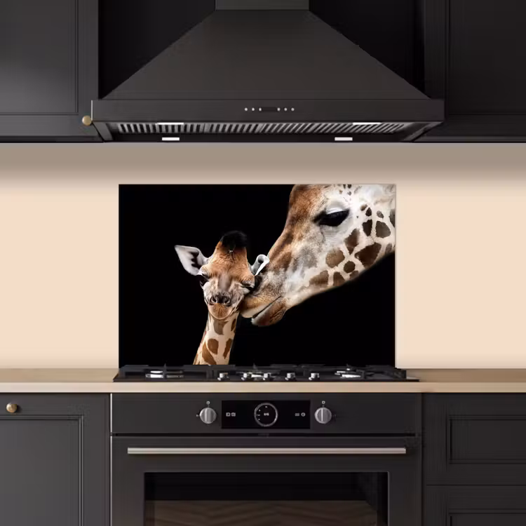 Giraffe - Dieren - Zwart - Portret - Dieren keuken achterwand spatscherm klein -sfeer1
