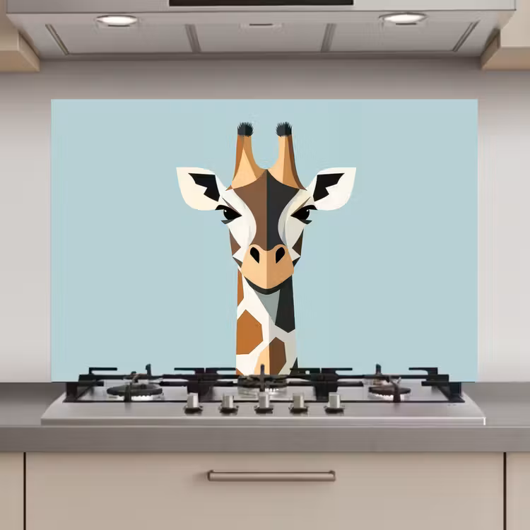 Giraffe - Illustratie - Bruin - Minimalistisch keuken achterwand spatscherm klein -3d_website