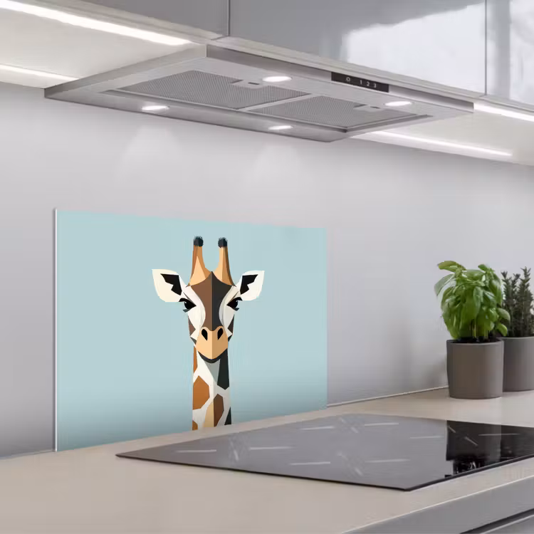 Giraffe - Illustratie - Bruin - Minimalistisch keuken achterwand spatscherm klein -3d_schuin